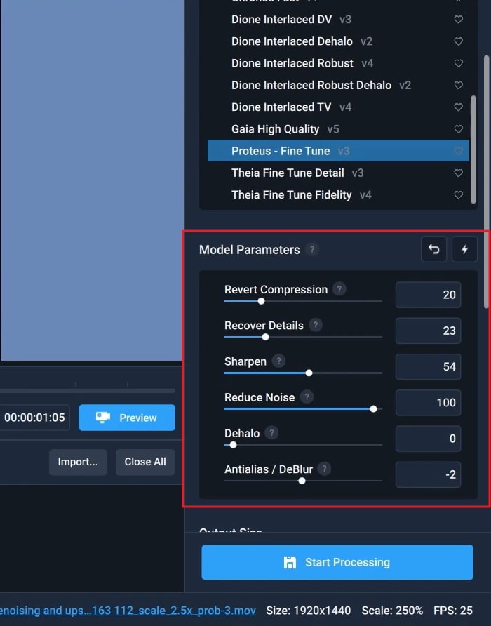 customize the model parameters