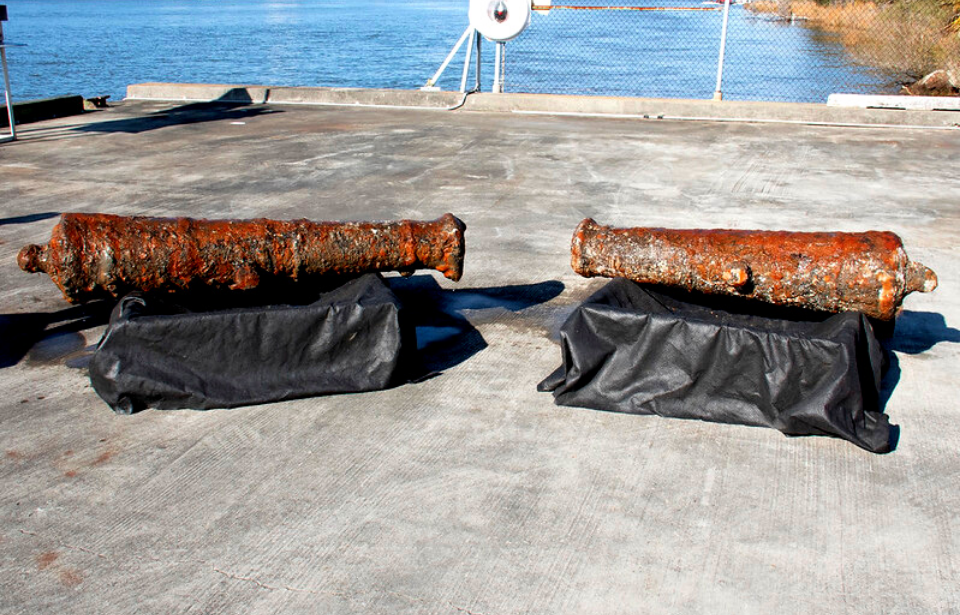Two Revolutionary War-era cannons on display